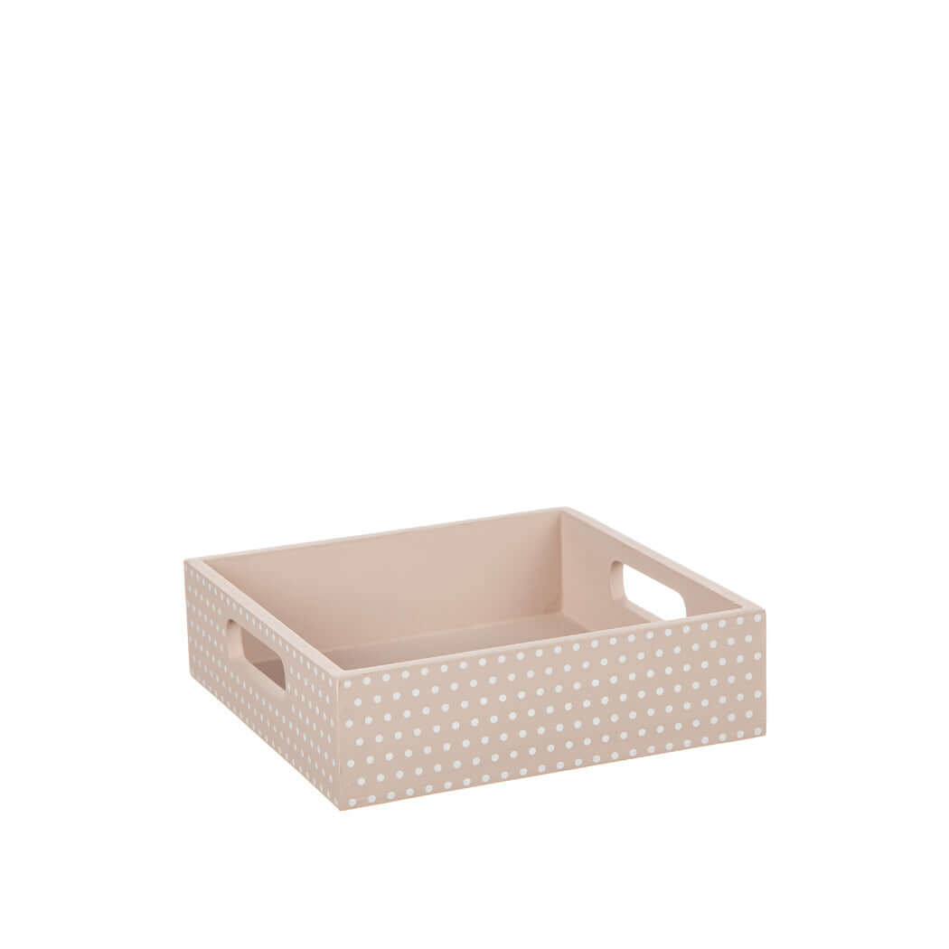 DD Trälåda/ servett med prickar, rosa 20x20 cm