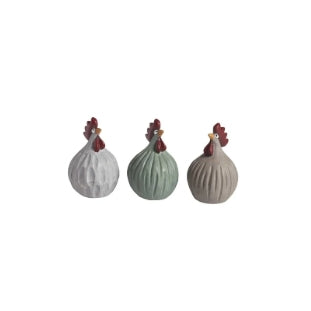 NG Höna Retro 3-pack creme, grön, beige H 5,2 cm