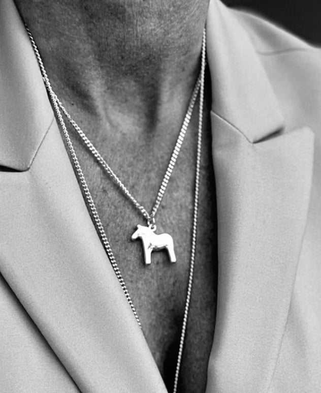 AV dalahäst halsband silver