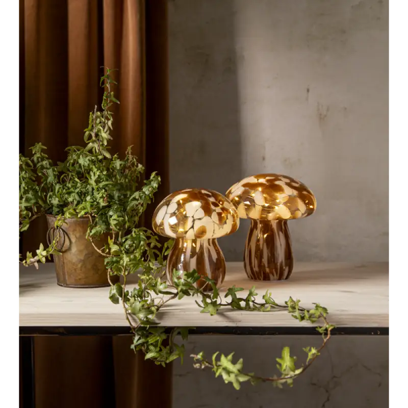 Funghi Glasdekoration LED med timer 17 cm - Lampa