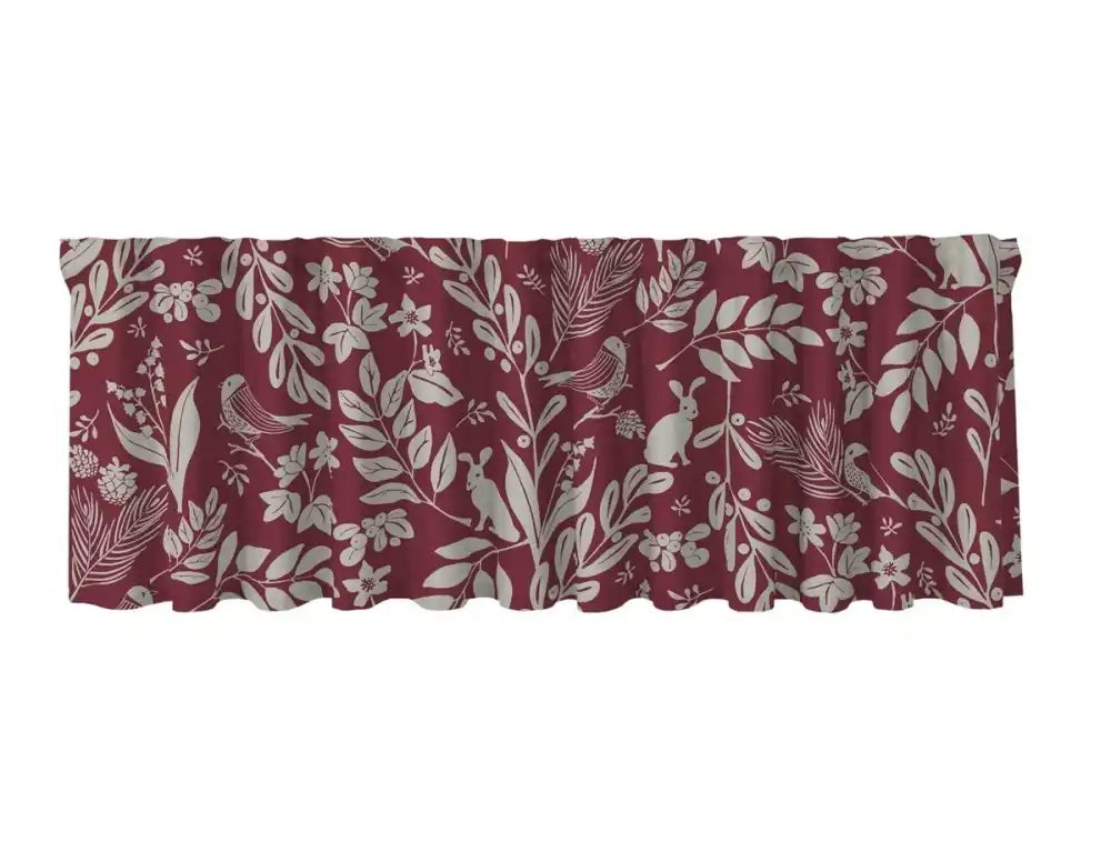 Gardinkappa Forest multiband pelmet röd / linne 50 x 250 cm - Gardinkappa