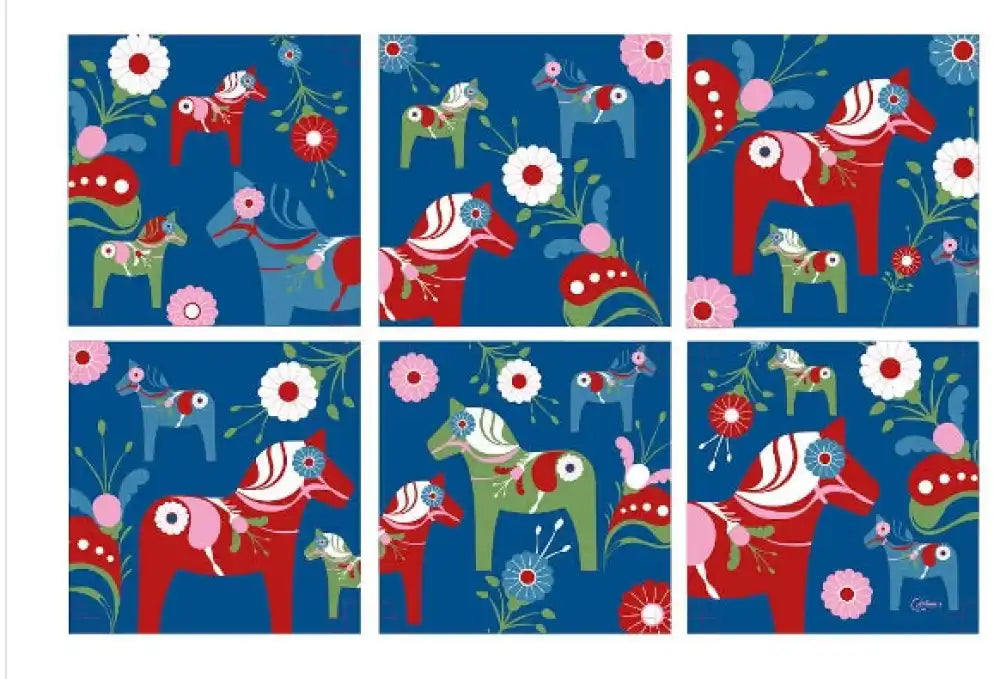 Glasunderlägg dalahäst blå - Glasunderlägg