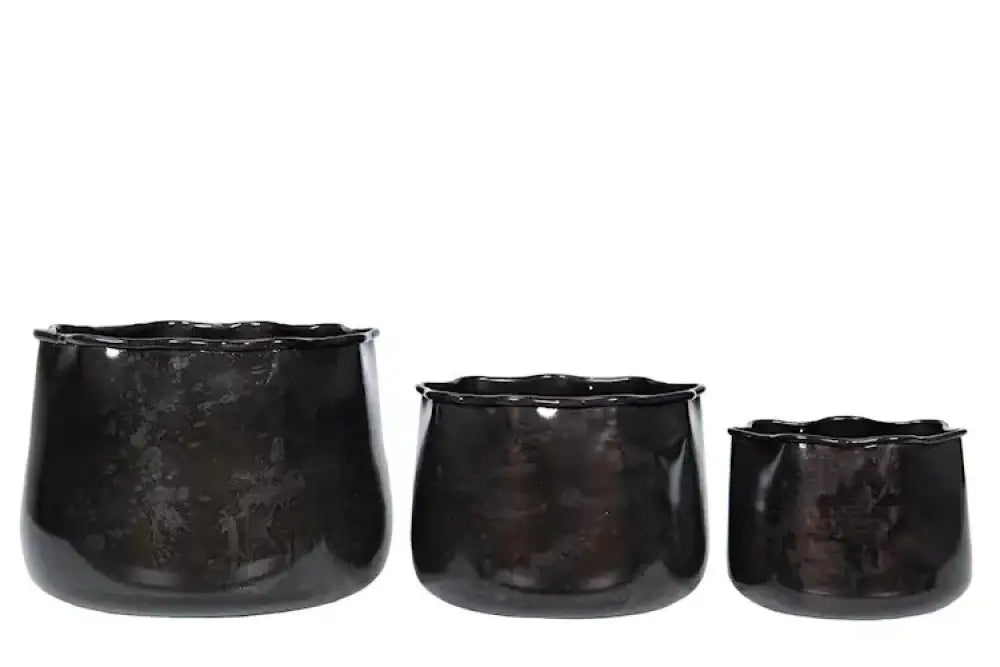 Kruka Plisse Emalj Grey Onyx Liten - Kruka