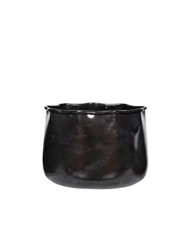 Kruka Plisse Emalj Grey Onyx Medium - Kruka