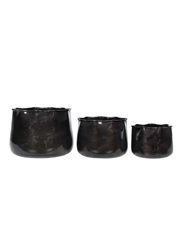 Kruka Plisse Emalj Grey Onyx Medium - Kruka