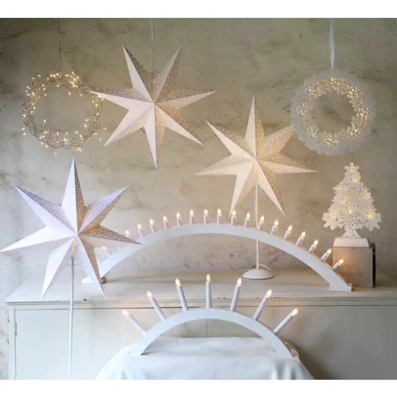 Kulle träljusstake vit - Jul