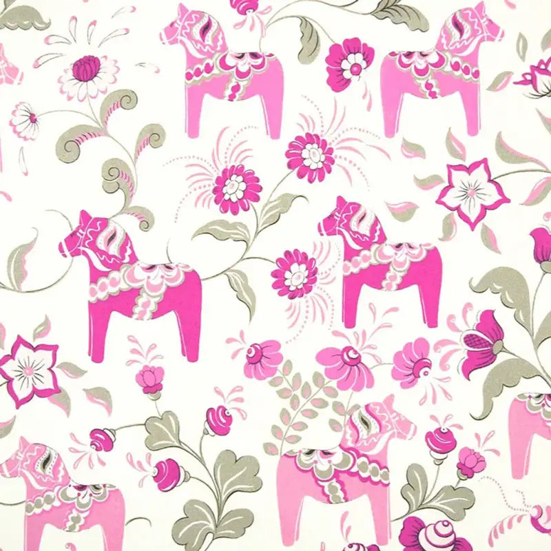 Metervara Leksand Dalahästtryck - Rosa - Metervara