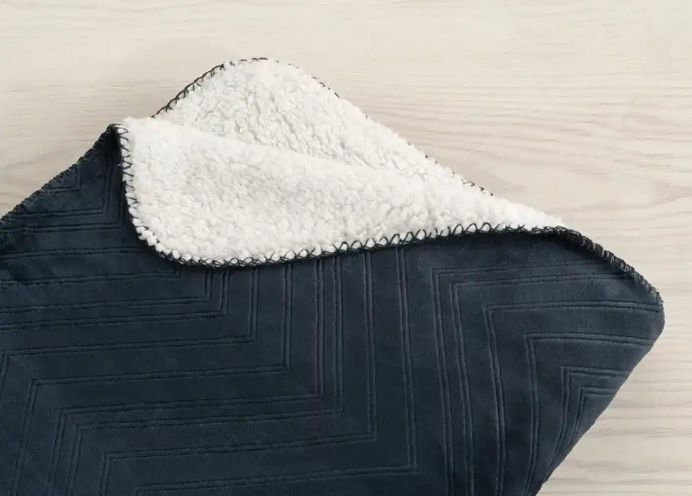 Pläd Sherpa blå 130x170 - Pläd