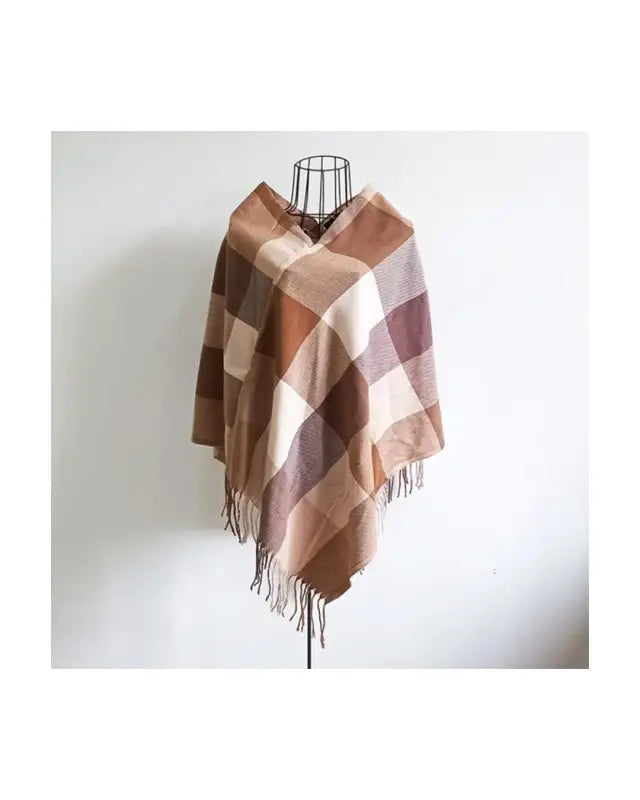 Poncho Elda one size nougat/brun - Kläder