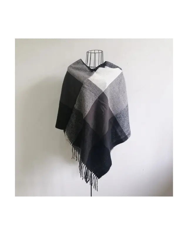 Poncho Melinda one size svart/grå - Poncho