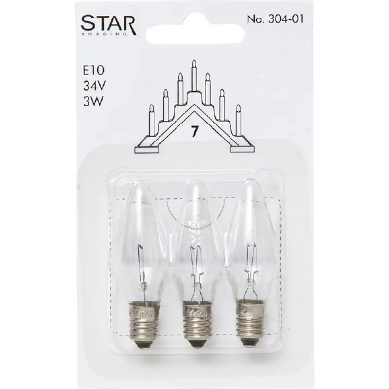 Reservlampa 3-pack E10 34V 3W - Reservlampa