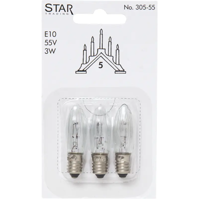 Reservlampa 3-pack E10 55V 3W - Reservlampa