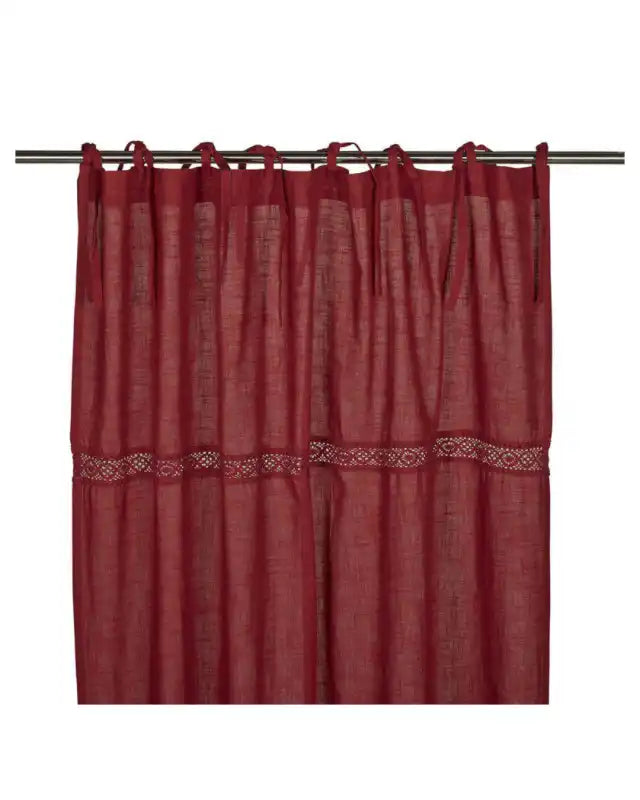 Sanna Knytbandslängder 2-pack 115X240 cm röd - Gardinlängder
