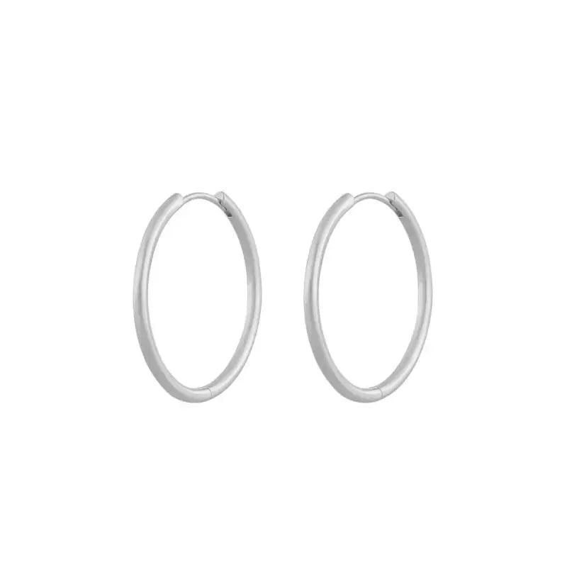 Snö Amsterdam small ring ear 30mm plain silver - Örhänge