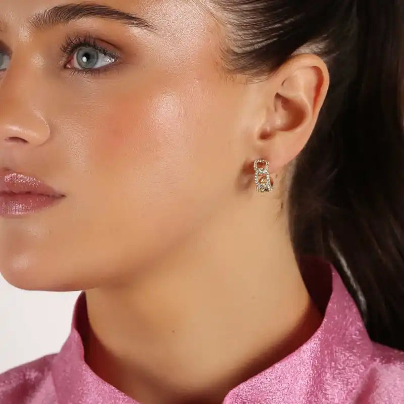 SNÖ Honey stone oval ear gold/clear - Örhänge