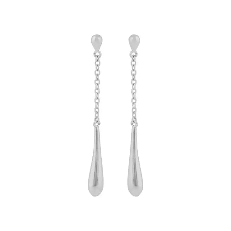 Snö Lara drop chain ear plain silver - Örhänge