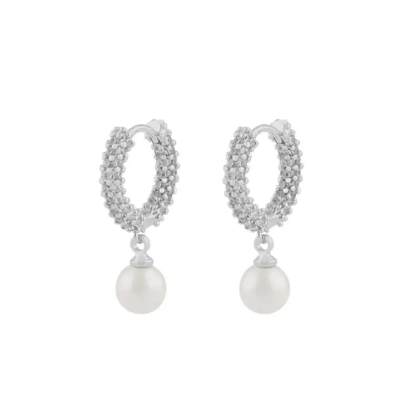 Snö Lydia pearl ring ear silver/white - Örhänge