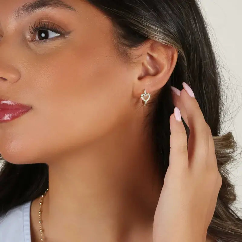 SNÖ Nisi heart ring ear gold/clear - Örhänge