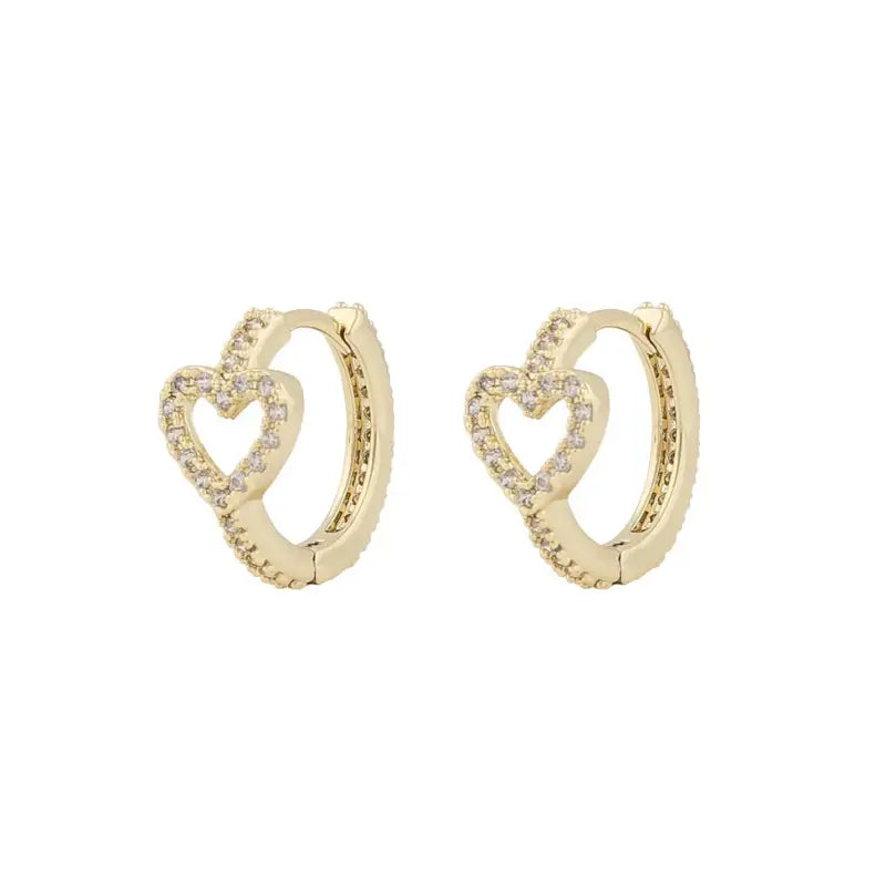 SNÖ Nisi heart ring ear gold/clear - Örhänge