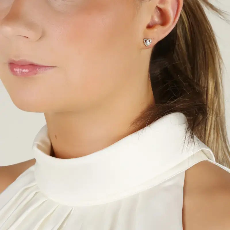 SNÖ Nisi heart small ear gold/clear - Örhänge