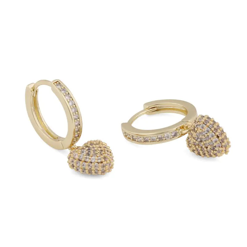 Snö Stina heart ring pendant ear gold/clear - Örhänge