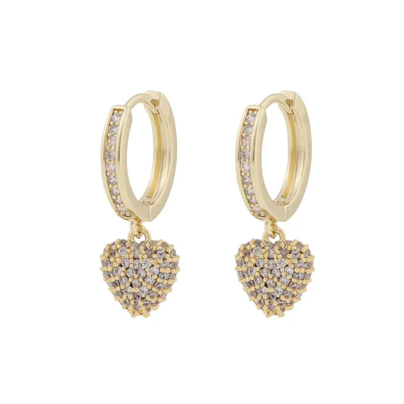 Snö Stina heart ring pendant ear gold/clear - Örhänge