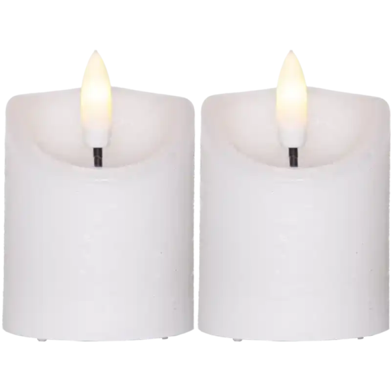 ST LED Blockljus 2-pack 7,5 cm med timer vit - LED ljus