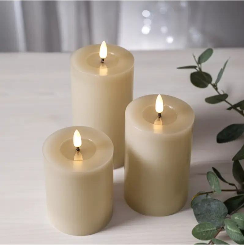 ST LED blockljus Flamme Flow 12,5cm beige - LED ljus