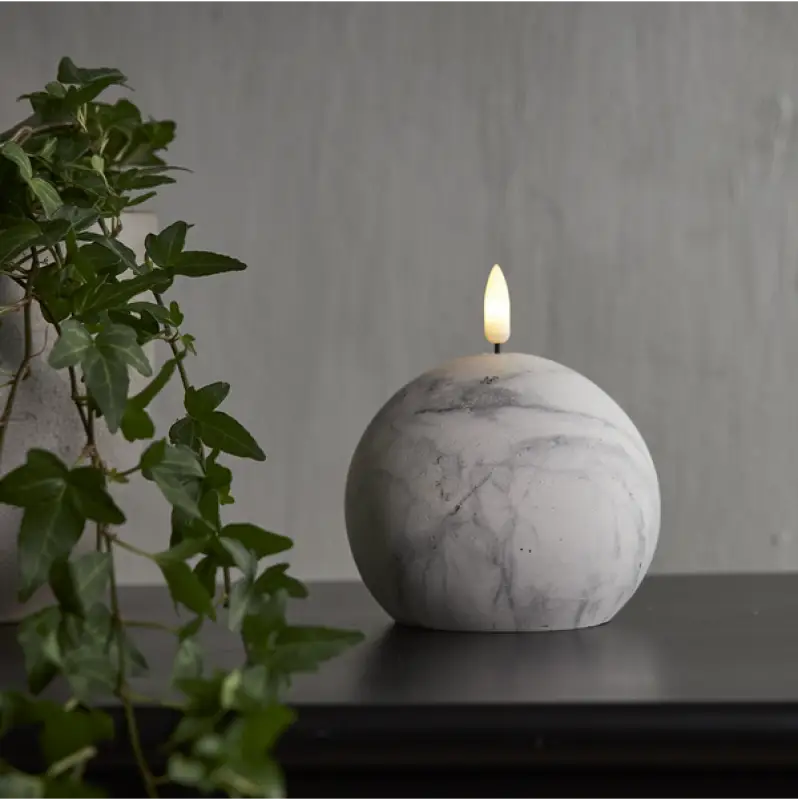 ST LED flamme marble round 12cm - LED ljus
