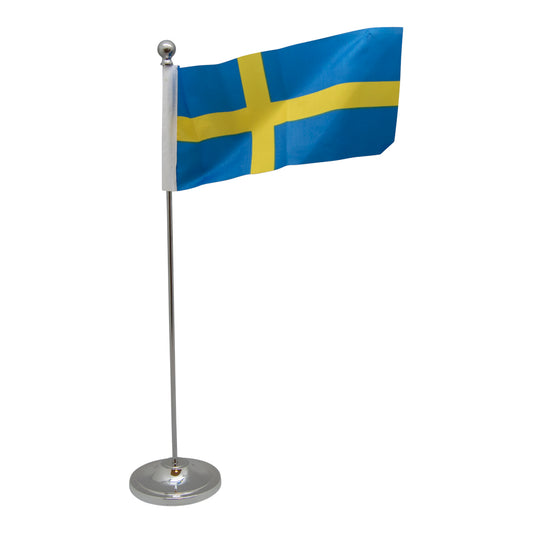 Bordsflagga Sverige silver
