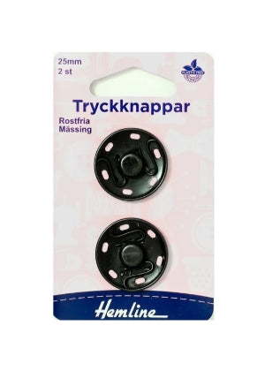 Tryckknappar 25 mm svart