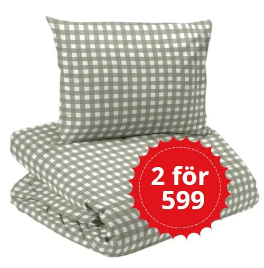 Bäddset Estelle Satin 2-dels 150x210 vit/grön - Bäddset
