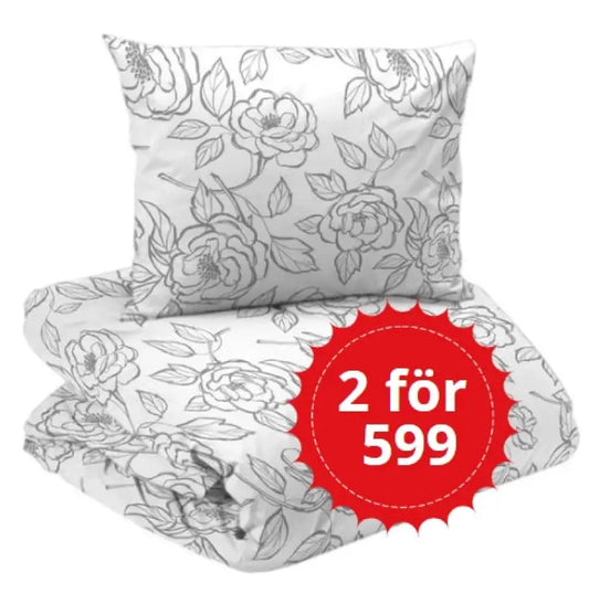Bäddset Nadine satin 2-dels 150x210cm vit/grå - Bäddset