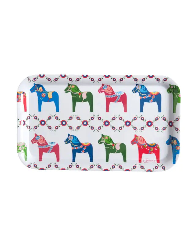 Bricka dalahäst multi/vit - Bricka