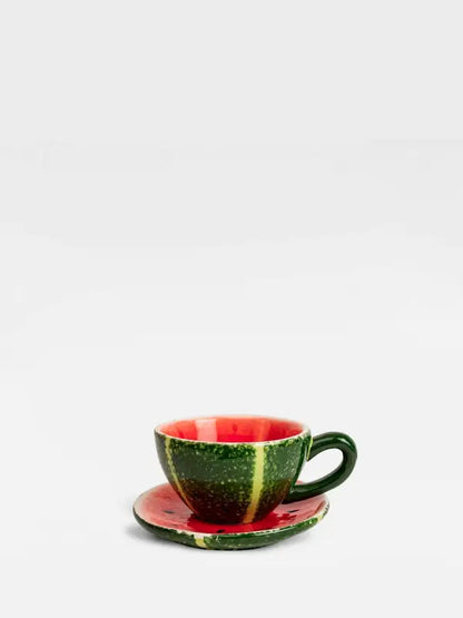 Byon Cup and plate Watermelon - Kaffekopp