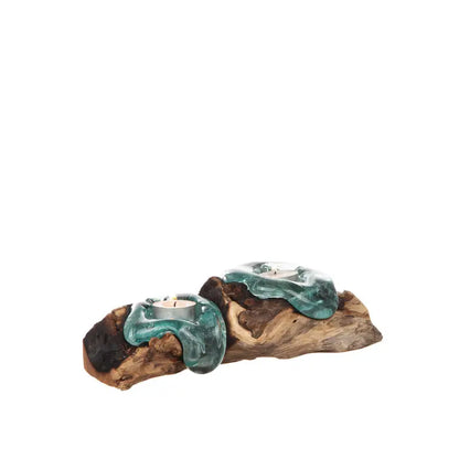 DD Glaslykta på trädrot 2 glas 30 cm - Ljushållare