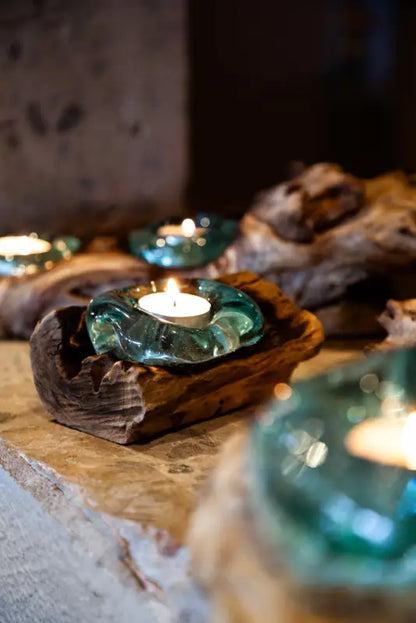 DD Glaslykta på trädrot 3 glas 42 cm - Ljushållare