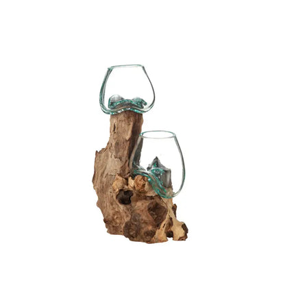 DD Glasskål på Trärot 2 glas 40 cm - glasskål