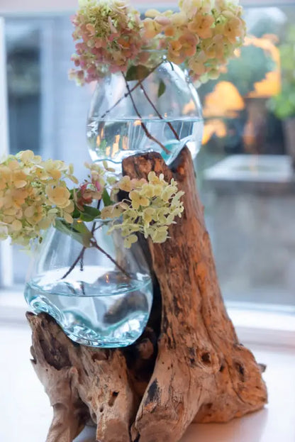 DD Glasskål på Trärot 2 glas 40 cm - glasskål