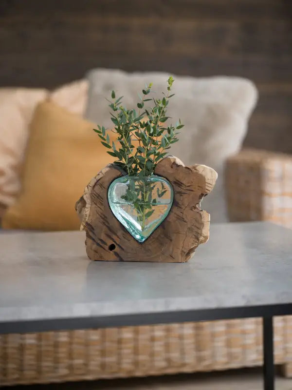 DD Glasvas hjärta trärot 22x17 cm - Inredning