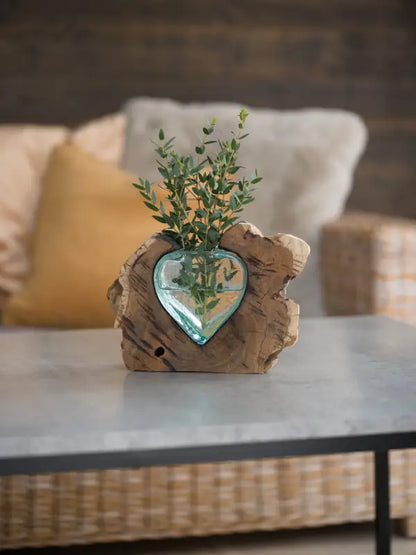 DD Glasvas hjärta trärot 22x17 cm - Inredning