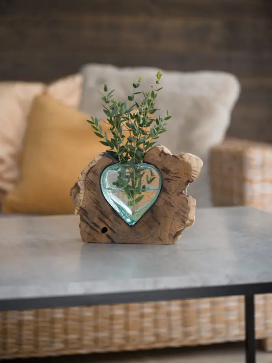 DD Glasvas hjärta trärot 22x17 cm - Inredning