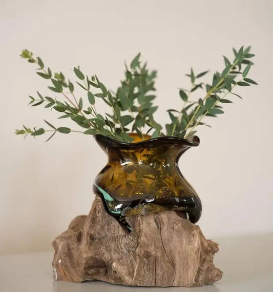 DD Glasvas på trärot 12x17 cm brun - Glasvas