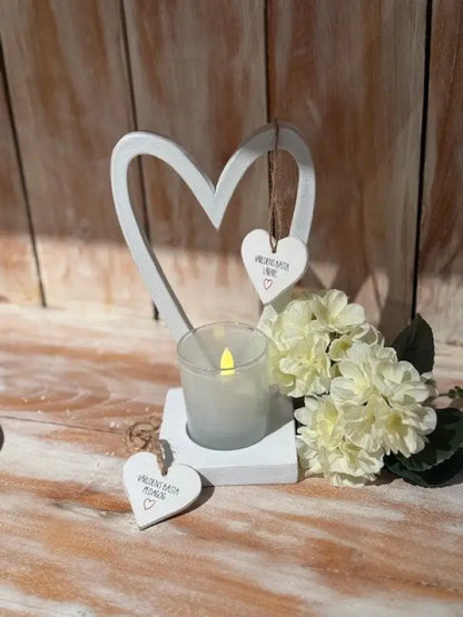 DD Ljushållare trä hjärta ’Lärare/pedagog’ - Ljushållare