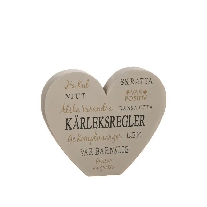 DD Stående Hjärta ’Kärleksregler’ - Present