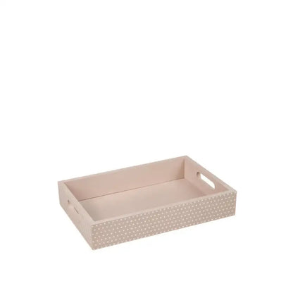 DD Träbricka med prickar rosa 20x30 cm - Bricka