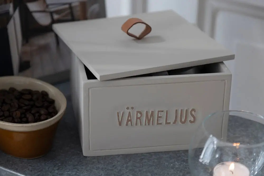DD Trälåda med lock Värmeljus Sand - Låda
