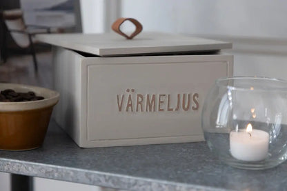 DD Trälåda med lock Värmeljus Sand - Låda
