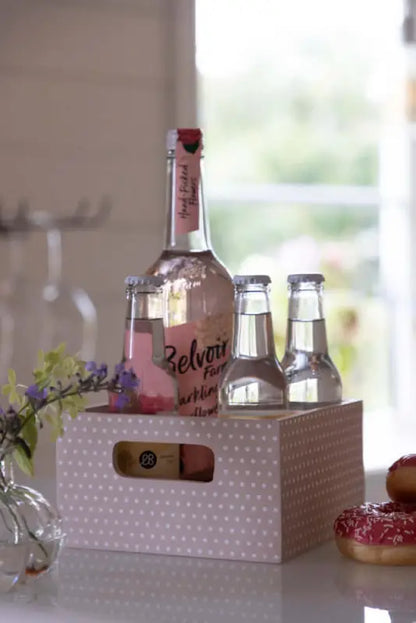 DD Trälåda med prickar rosa 17x17 cm - Låda