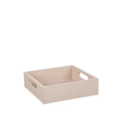 DD Trälåda/ servett med prickar rosa 20x20 cm - Låda